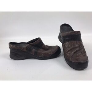 Mozo Zoe‎ Brown Paisley Leather Nursing Mules Clogs Womens Shoes 3730 Size 8